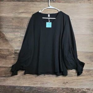 Chic Black Women's Blouse with Gathered Sleeves